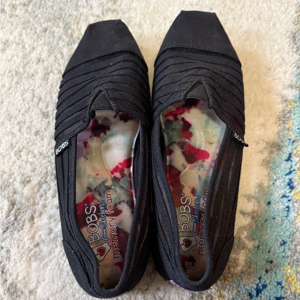 Skechers BOBS Black Memory Foam Flats